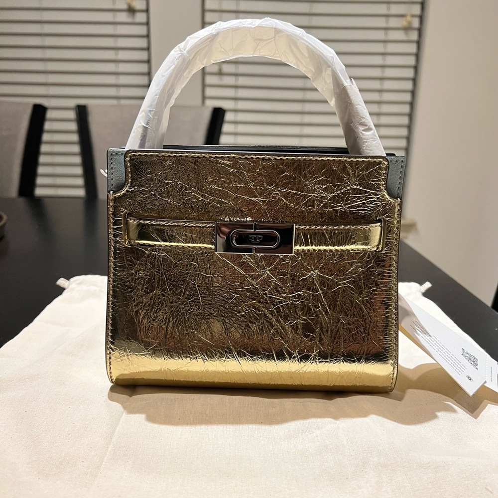 Tory Burch Lee Radziwill Metallic Petite Double Bag